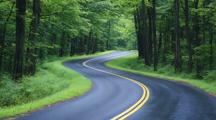 Fototapeta premium a road with trees around it