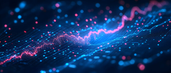 Fototapeta premium Data flow, digital landscape, glowing lines