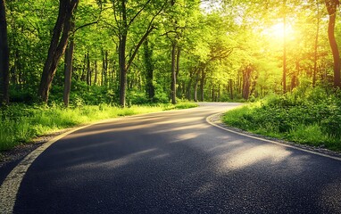 Fototapeta premium a road with trees around it