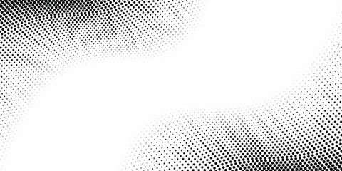 Monochrome gradient halftone dots background. Vector illustration. Abstract small grunge dots on  dot halftone background
