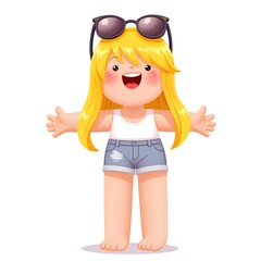 Cheerful cartoon character embracing the summer vibe