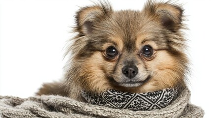Obraz premium National Pet Day Cat Dog Cute dog with scarf, looking playfully.