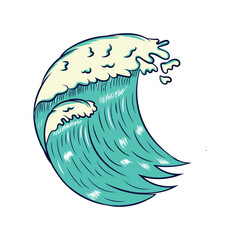  Ocean water wave vector illustration.