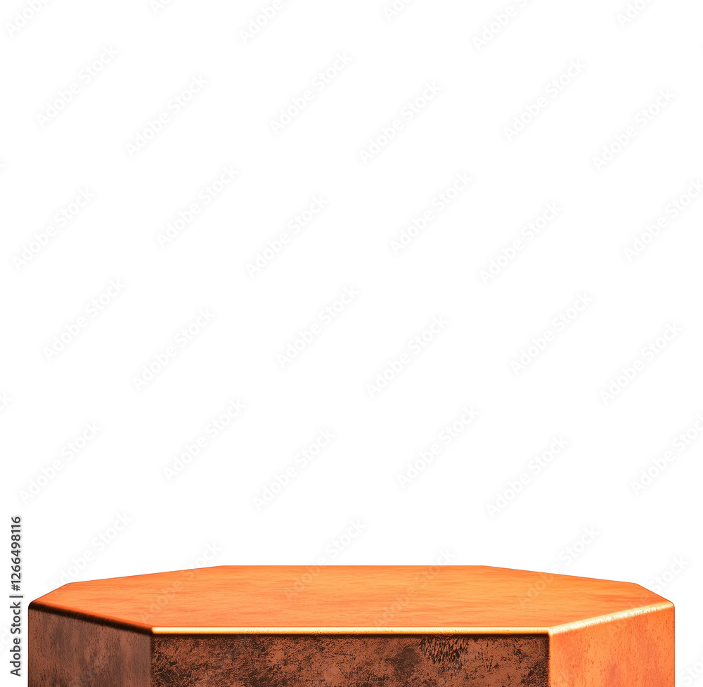 Poster hexagonal orange metal base display with textured surface