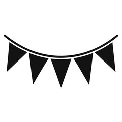 bunting flags black silhouette party decoration, garland pennant decoration, festive ornament vector, banner, Party garland, birthday element isolated on white
