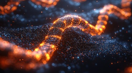 Abstract glowing particles flowing, digital art background for technology or design