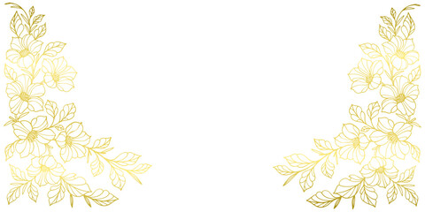Line art floral botanical on transparent background vector. floral, flowers, leaves, foliage, branches in hand drawn. Floral frame design © sense