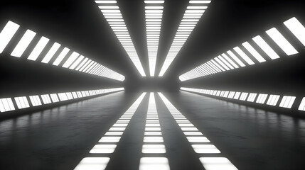 Bright tunnel, futuristic, dark background, abstract design, stock photo