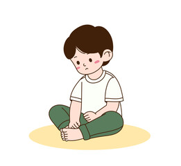 a sitting child.