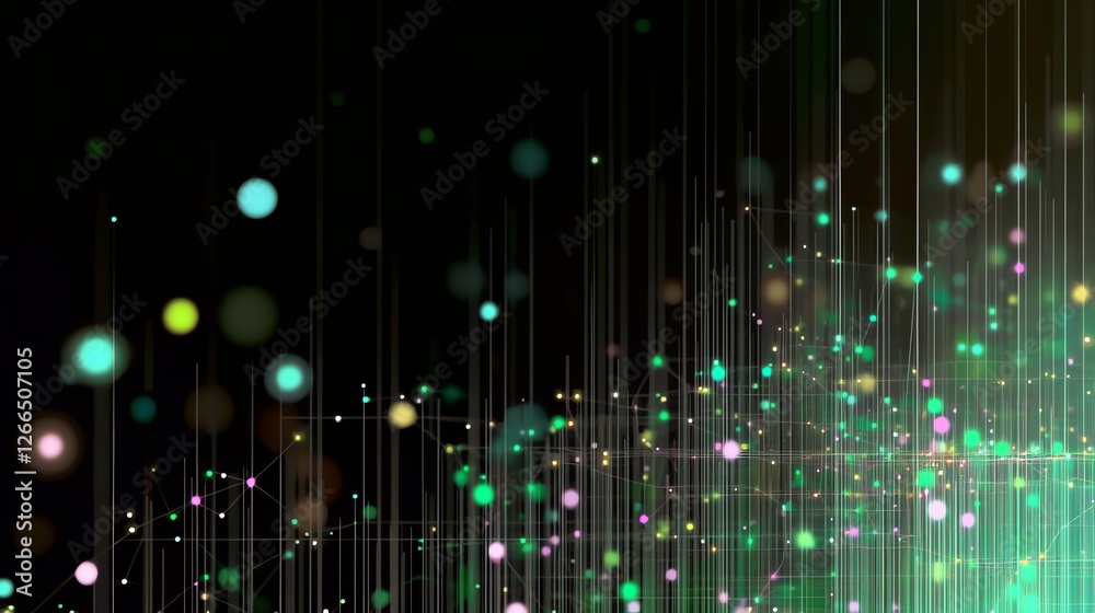Poster abstract network connection visual with glowing nodes and lines on black