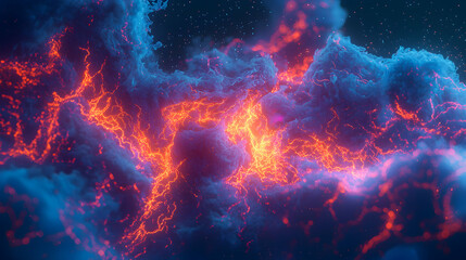 Fototapeta premium Abstract Nebula Clouds with Electric Glow and Stars Background Image