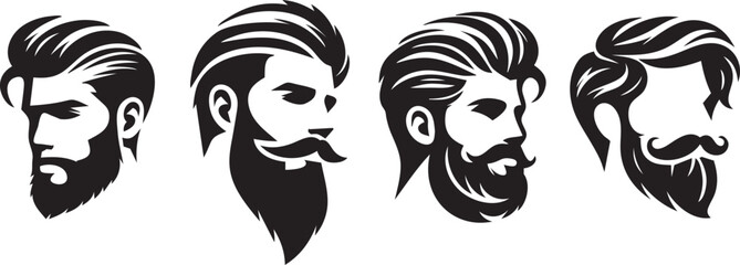 Four stylish men's hairstyles and beards. (1)