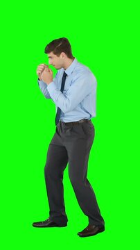 Businessman in fighting stance