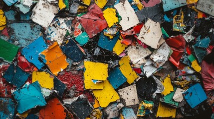 Fototapeta premium Colorful Abstract Background of Worn Paint Chips on Surface