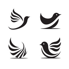 Four stylized bird logos.