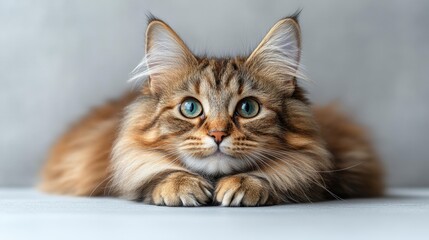 Close-up Portrait of a Siberian Cat with Striking Blue Eyes. Generative AI