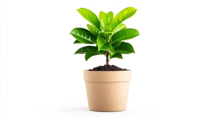 Indoor Plant in a Simple Pot with Fresh Green Leaves. Generative AI