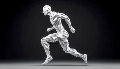 Obraz premium Dynamic abstract figure running in modern 3D style.