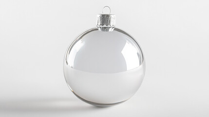 Reflective glass Christmas ball adorns a snow-white backdrop, capturing the essence of holiday joy and festive spirit