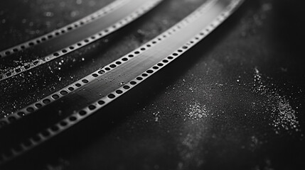 Film strip texture evoking nostalgia with grained depth and timeless elegance in monochrome simplicity