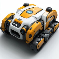 Fototapeta premium Futuristic Robot Device with Sleek Design Featuring Orange and White Color Scheme, Designed for Exploration and Innovation in Technology