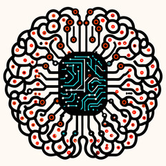 Fototapeta premium High-Quality Vector SVG Brain Illustration - Perfect for Tech & AI Designs