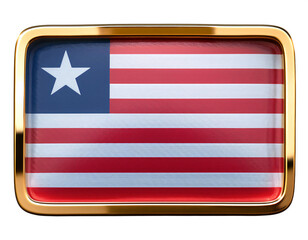 リベリアの国旗のブローチ。白背景。(Liberia flag brooch on white background.)
