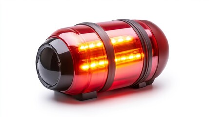 Red LED Light Source in a Barrel Shape on White Background. Generative AI