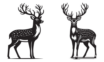 set of deer silhouettes