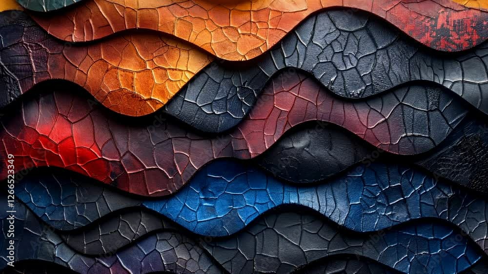 Poster vibrant textured layers showcasing dynamic color transitions and abstract artistic patterns