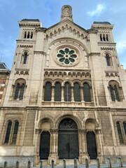 Stunning exterior view of the grand synagogue in brussels, belgium