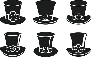 St. Patrick's Day Hat Silhouettes – Lucky Shamrock Vector Icons