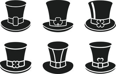 St. Patrick's Day Leprechaun Hat Silhouettes Vector Collection