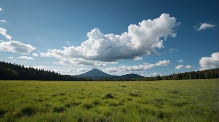 Obraz premium there is a large field with a mountain in the distance