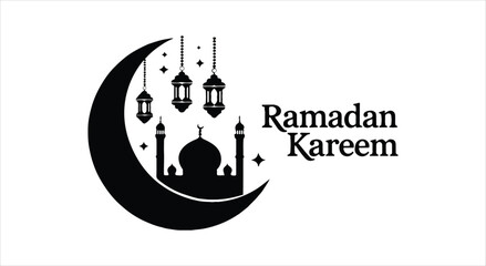 Fototapeta premium Ramadan Kareem Crescent and Lanterns Design