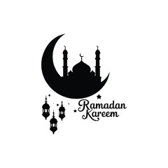 Ramadan Kareem Crescent and Lanterns Design