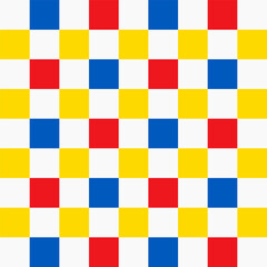 Modern, hipster, and minimal aesthetics. Vibrant colorful seamless checkered grid pattern. Square, block, tile, rectangle and quadrant shape in Memphis style. Geometric vector design for wallpapers
