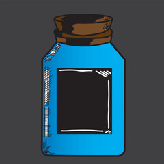 medicine jar illustration blue color flat style design