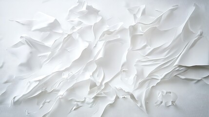 Fototapeta premium A detailed close-up image of crumpled white paper showcasing intricate textures and layers, ideal for backgrounds, artistic projects, or creative designs.