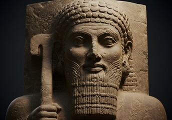 Detailed Ancient Bas-Relief Portrait of a Royal Figure