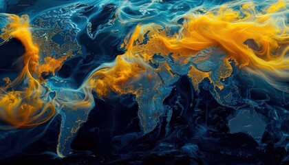 Obraz premium Wonderful world view futuristic international telecommunication network, concept about global connection and information, background with dynamic gradient line flows connecting between countries