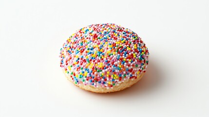 Colorful Sprinkle Cookie on White Background Ready for Birthday Celebration