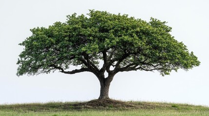Obraz premium Lonely tree on a hill against a clear sky background. Generative AI