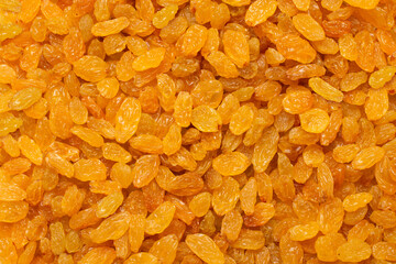 Golden raisins texture background.