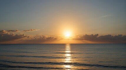Fototapeta premium arafed view of a sunset over the ocean with a boat in the distance