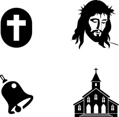 Catholic church icon set