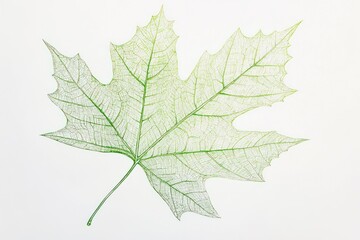 Fototapeta premium Skeletonized maple leaf on white background, nature detail