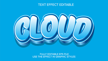 3d text effect cloud vector editable