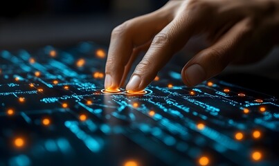 Naklejka premium Navigating Digital Frontiers, A Human Touch on Advanced Technology