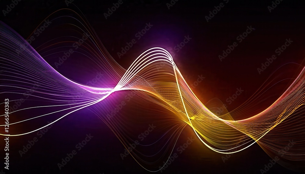 Aufkleber glowing abstract sound wave patterns with colorful gradient lines and light effects for creative designs and digital projects